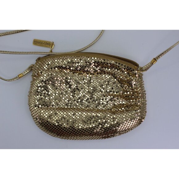 Whiting & Davis Gold Mesh Evening Bag With Shoulder Strap & Zipper Closure - Picture 7 of 7